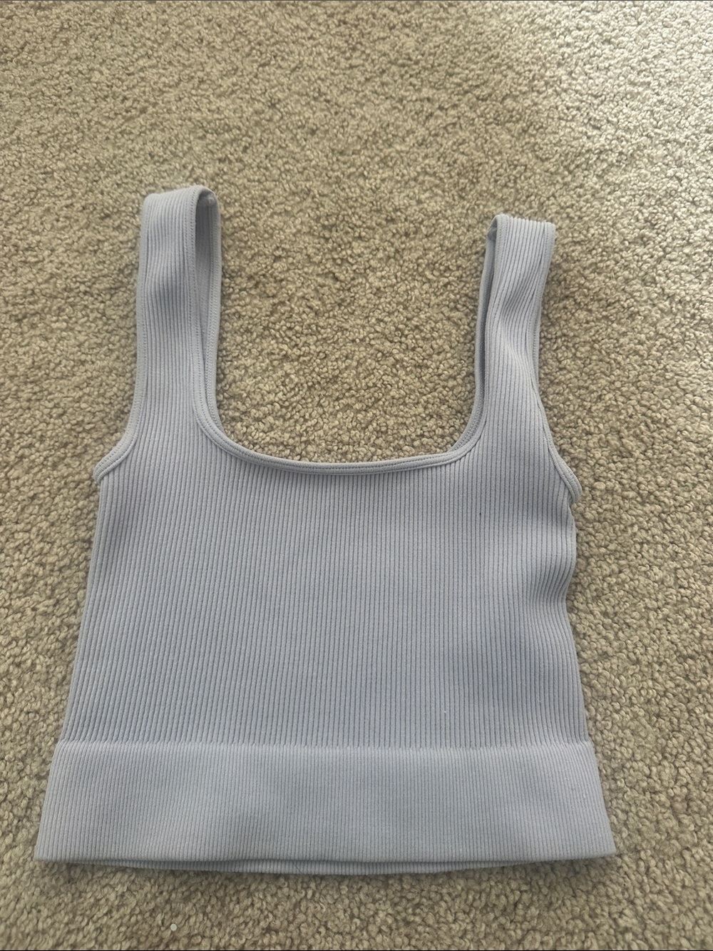 Ribbed Square Neck Crop Tank - Purple